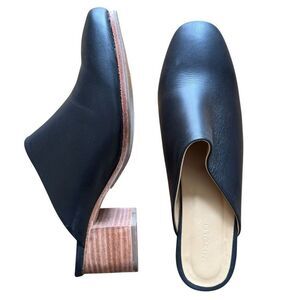 NISOLO All-Day Heeled Mule Black Smooth Leather Closed Toe Women's Sz 10 Slip On